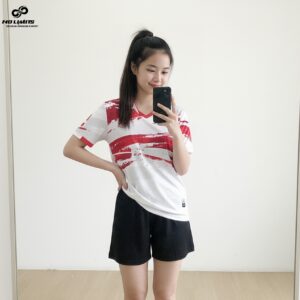Bộ quần áo bóng chuyền trắng đỏ unisex năng động