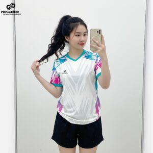 Áo thể thao nữ trắng phối tím – Năng động và thời trang