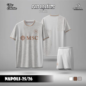 Áo đấu Napoli 25/26 Trắng Tinh Khôi Viền Nâu Đồng